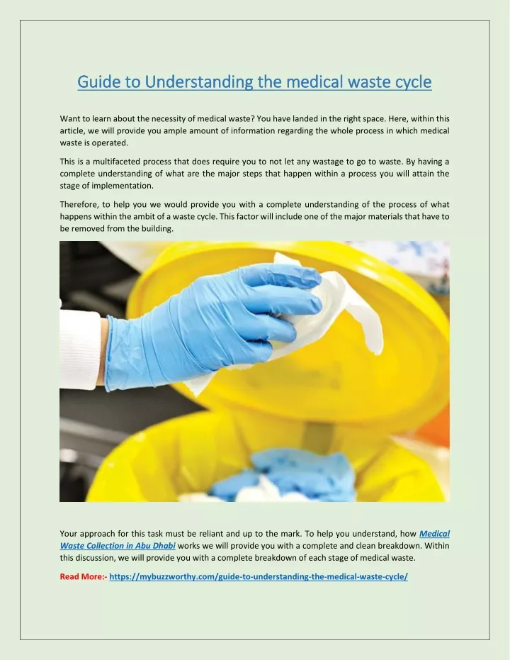 guide to understanding the medical waste cycle