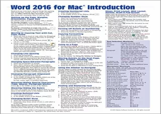 PDF Word 2016 for Mac Introduction Quick Reference Guide (Cheat Sheet of Instruc