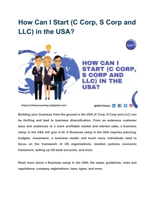 How Can I Start (C Corp, S Corp and LLC) in the USA