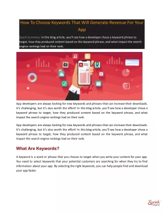 how to choose keywords that will generate revenue