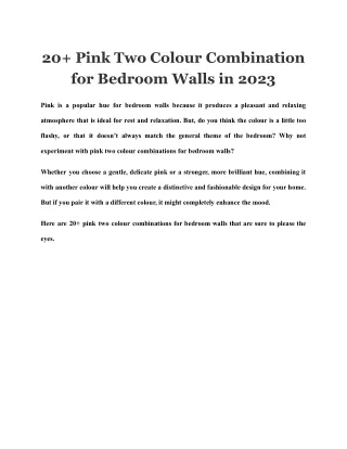 20  Pink Two Colour Combination for Bedroom Walls in 2023
