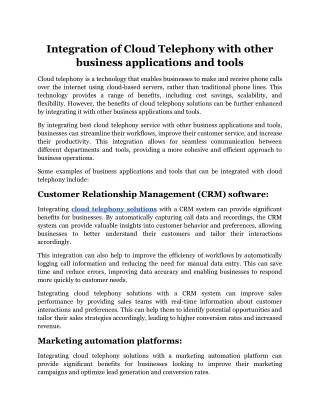 integration of cloud telephony with other