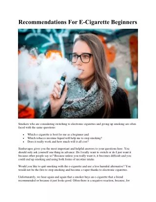 recommendations for e cigarette beginners