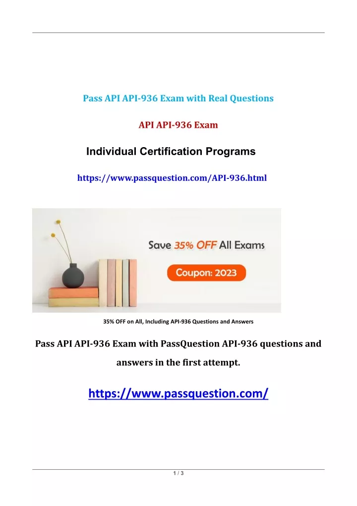 pass api api 936 exam with real questions