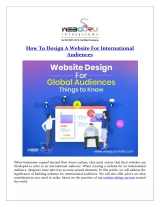 how to design a website for international