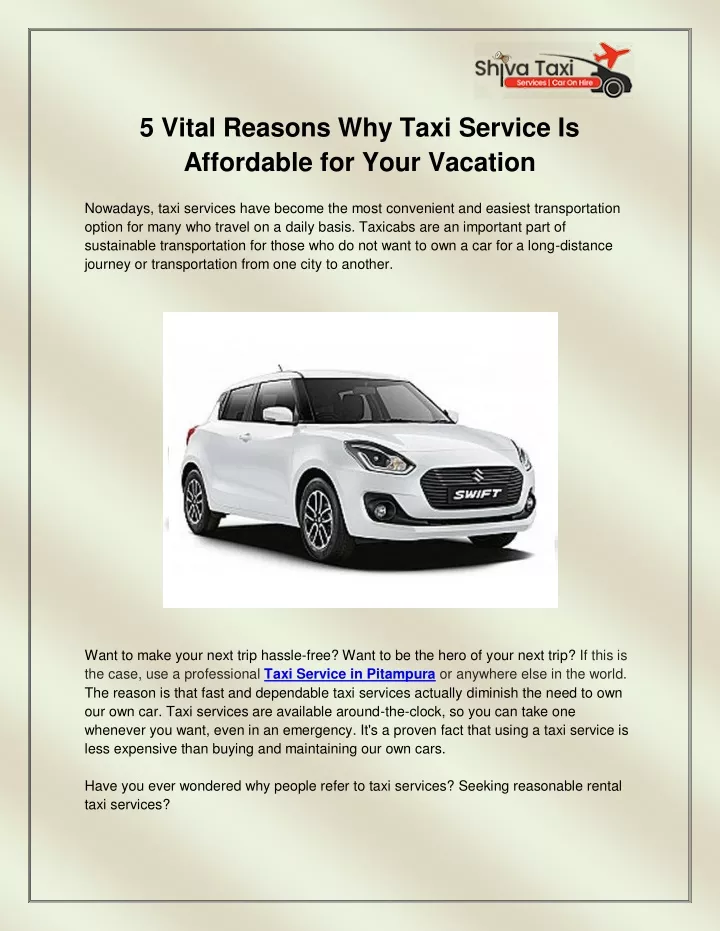 5 vital reasons why taxi service is affordable