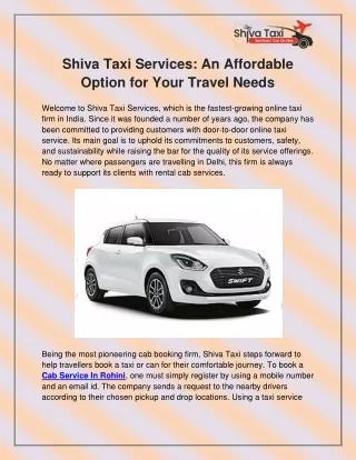 shiva taxi services an affordable option for your