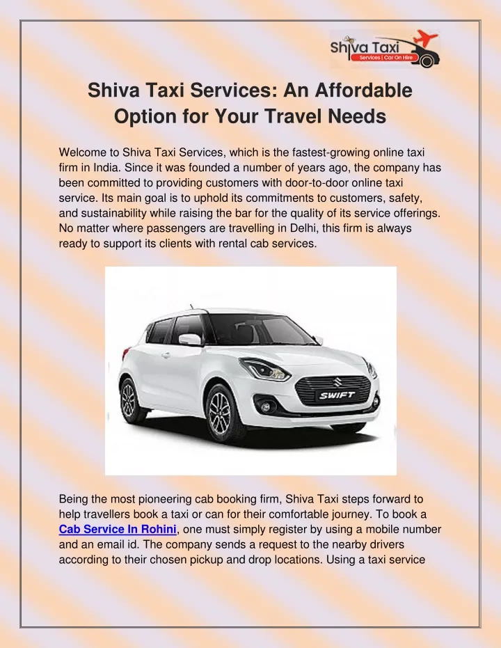 shiva taxi services an affordable option for your