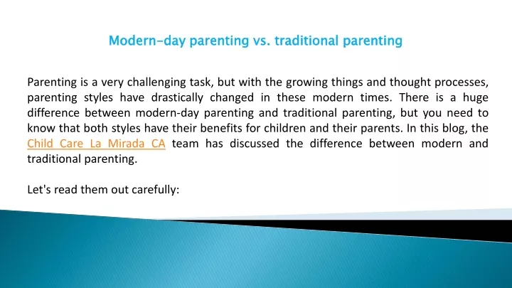 modern day parenting vs traditional parenting