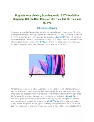 Buy LED TV _ Best 4k TV
