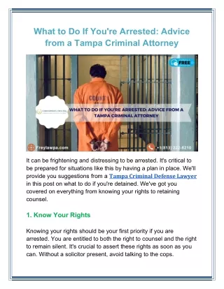 What to Do If You're Arrested Advice from a Tampa Criminal Attorney