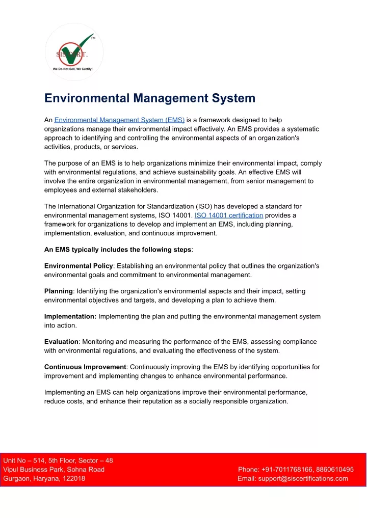 environmental management system assignment