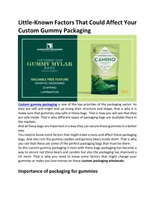 Little-Known Factors That Could Affect Your Custom Gummy Packaging