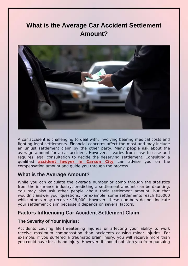 what is the average car accident settlement amount