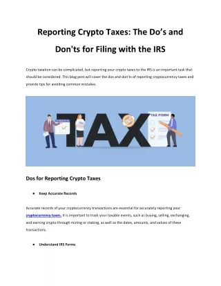 Reporting Crypto Taxes_ The Dos and Don'ts for Filing with the IRS
