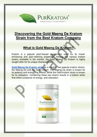 Discovering the Gold Maeng Da Kratom Strain from the Best Kratom Company