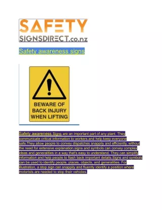 Safety awareness signs