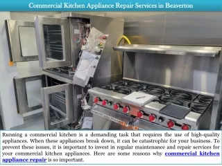 Commercial Kitchen Appliance Repair Services in Beaverton