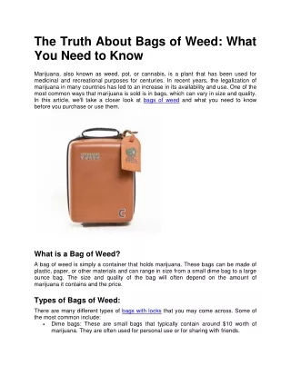 the truth about bags of weed what you need