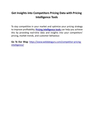 get insights into competitors pricing data with
