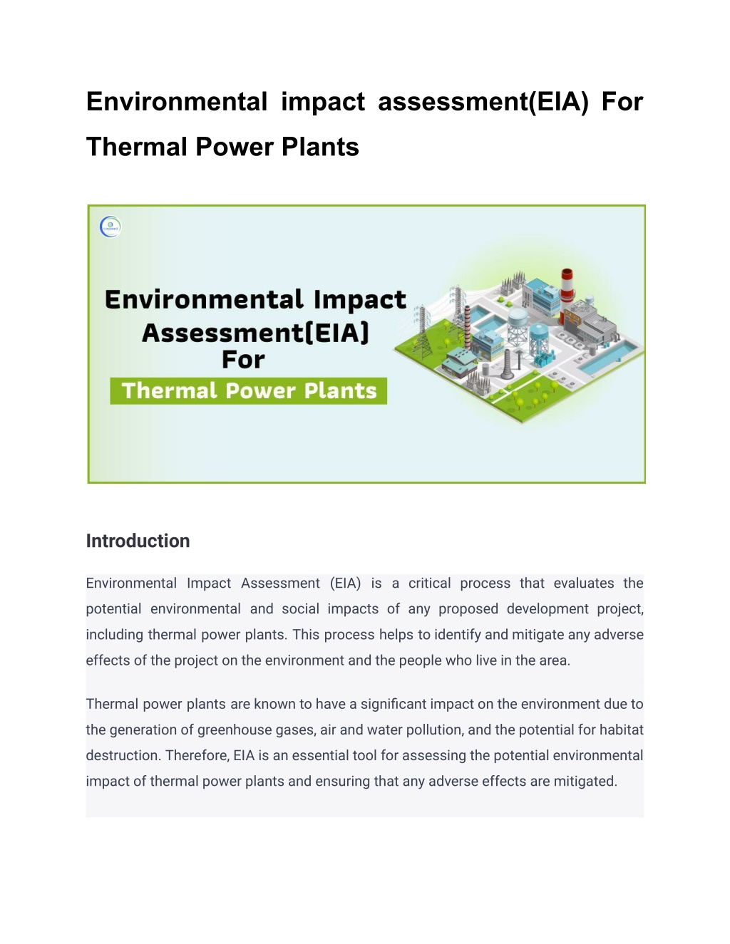 PPT - Environmental impact assessment(EIA) For Thermal Power Plants ...
