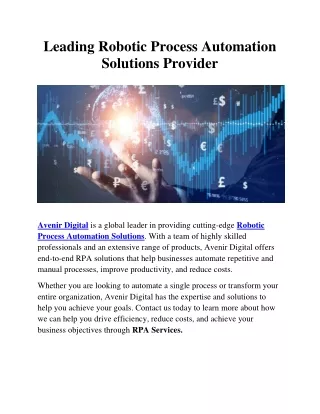 Leading Robotic Process Automation Solutions Provider- Avenir Digital