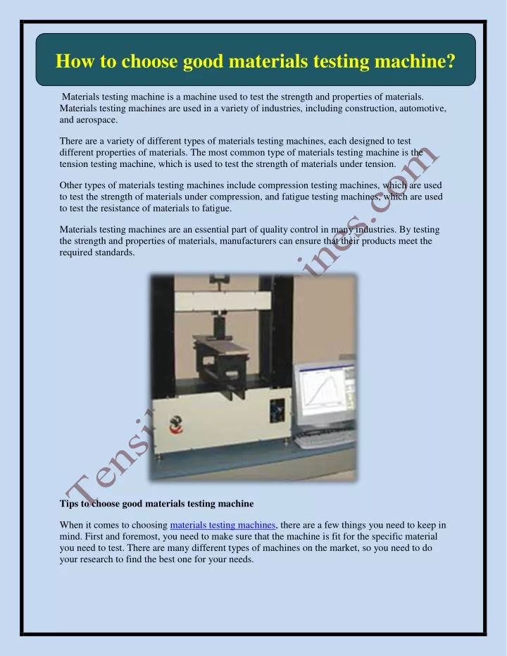 how to choose good materials testing machine