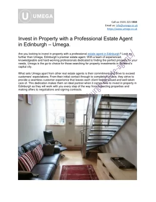Invest in Property with a Professional Estate Agent in Edinburgh