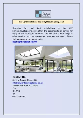 Roof Light Installations Uk | Skylightdoubleglazing.co.uk