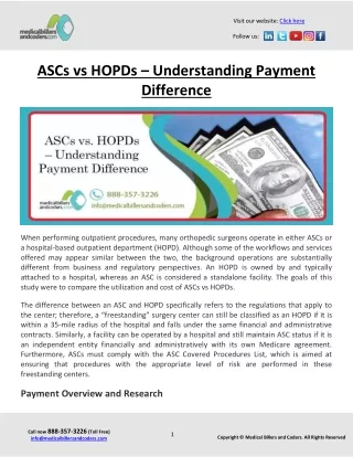 ASCs vs HOPDs – Understanding Payment Difference
