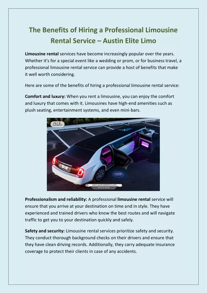 the benefits of hiring a professional limousine