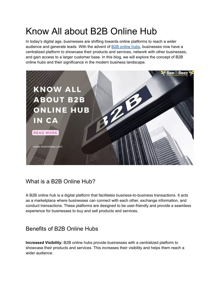 know all about b2b online hub