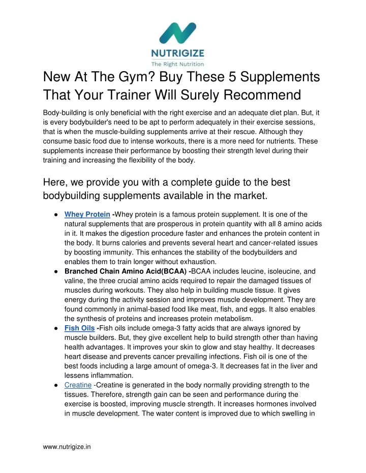 new at the gym buy these 5 supplements that your