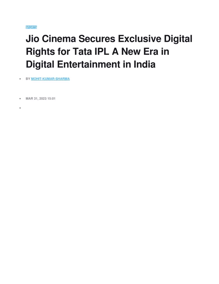 sports jio cinema secures exclusive digital