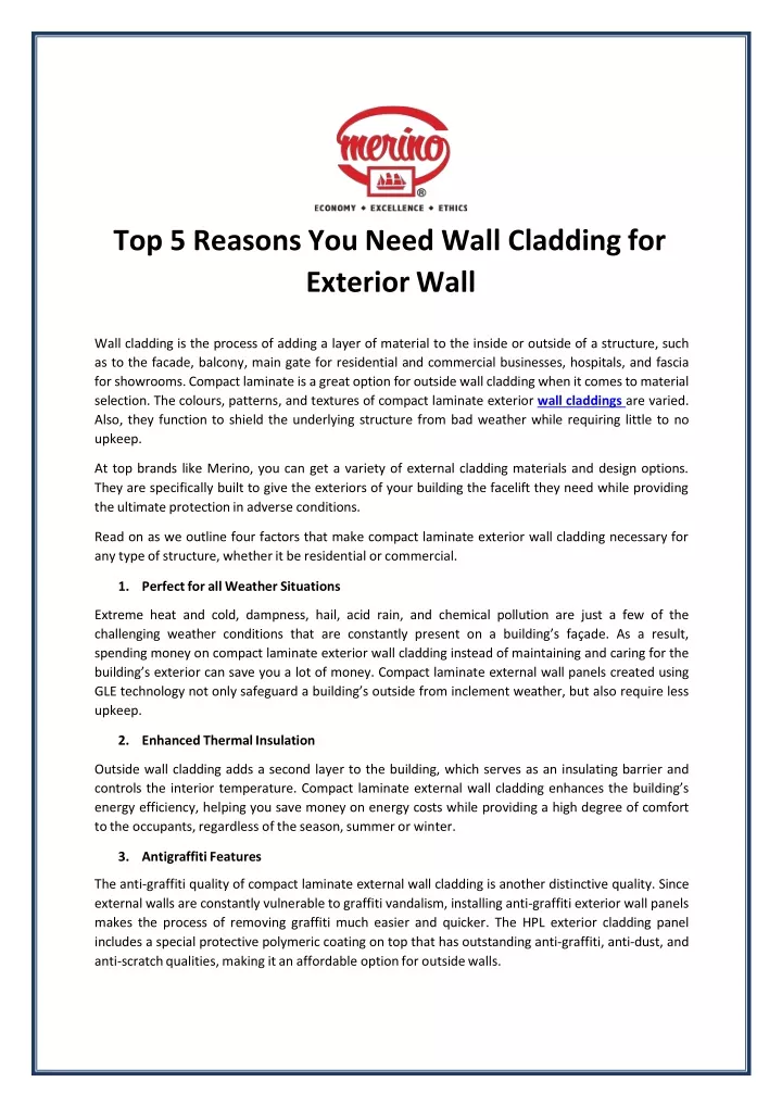 top 5 reasons you need wall cladding for exterior wall