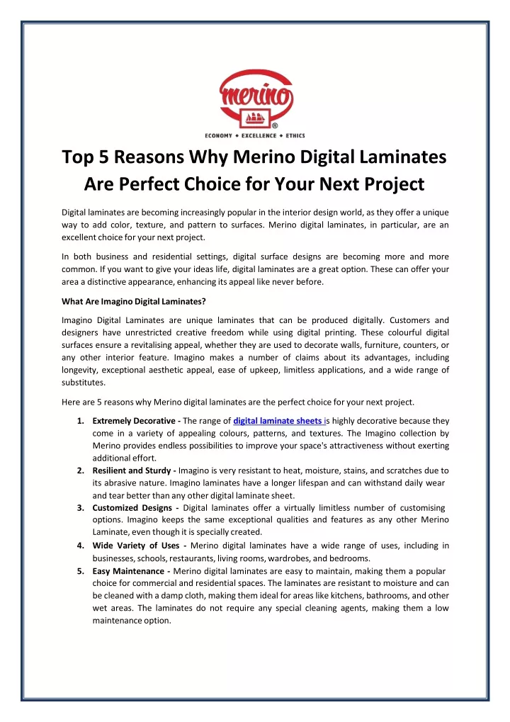 top 5 reasons why merino digital laminates are perfect choice for your next project