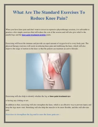 What Are The Standard Exercises To Reduce Knee Pain?