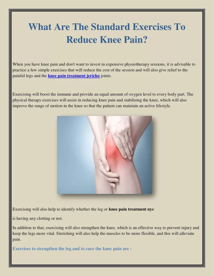 what are the standard exercises to reduce knee