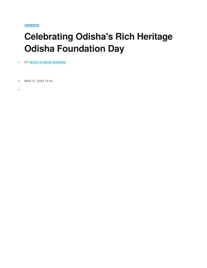 education celebrating odisha s rich heritage