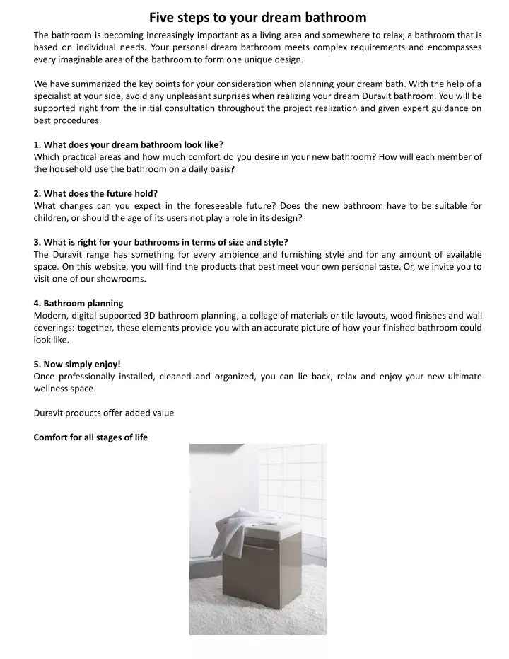 five steps to your dream bathroom