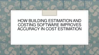 how building estimation and costing software