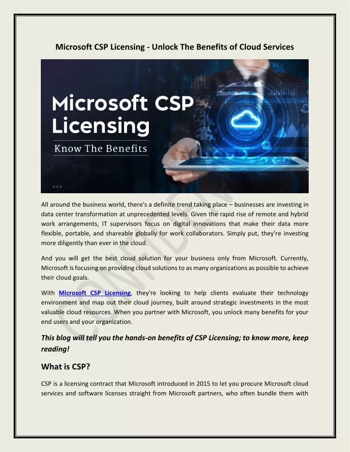 microsoft csp licensing unlock the benefits