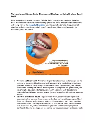 The Importance of Regular Dental Cleanings and Checkups for Optimal Oral and Overall Health