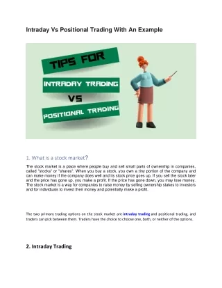 Intraday Vs Positional Trading With An Example