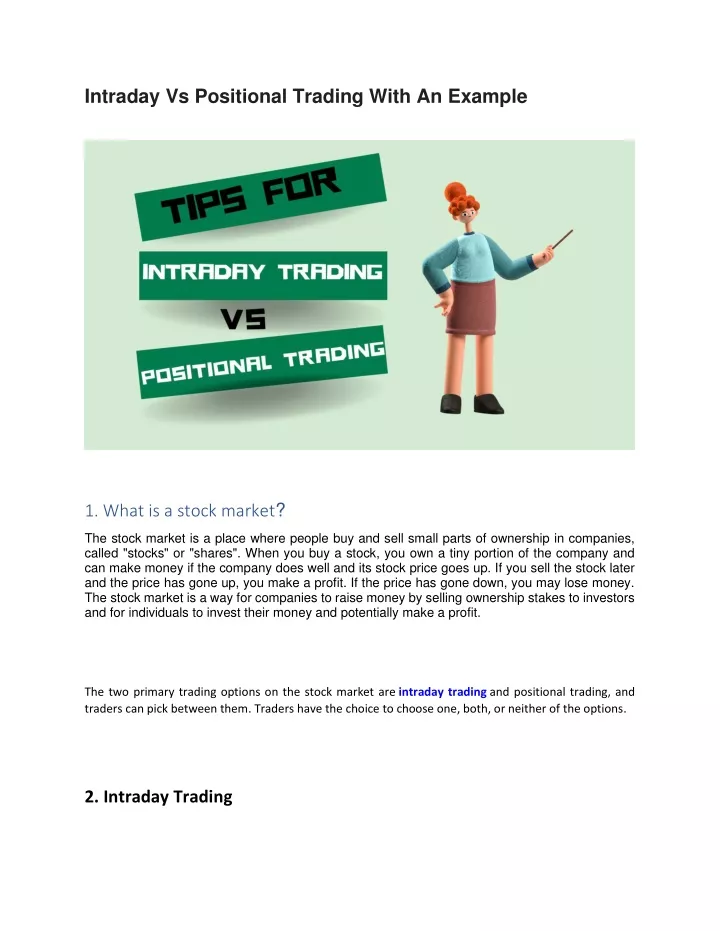 intraday vs positional trading with an example