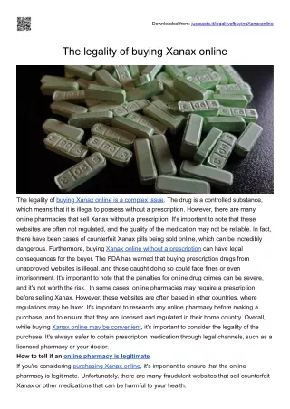 The legality of buying Xanax online