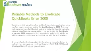 reliable methods to eradicate quickbooks error 2000