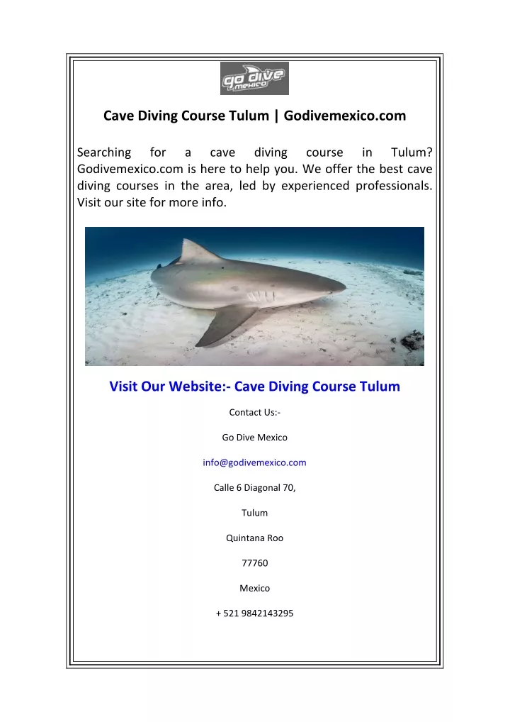cave diving course tulum godivemexico com