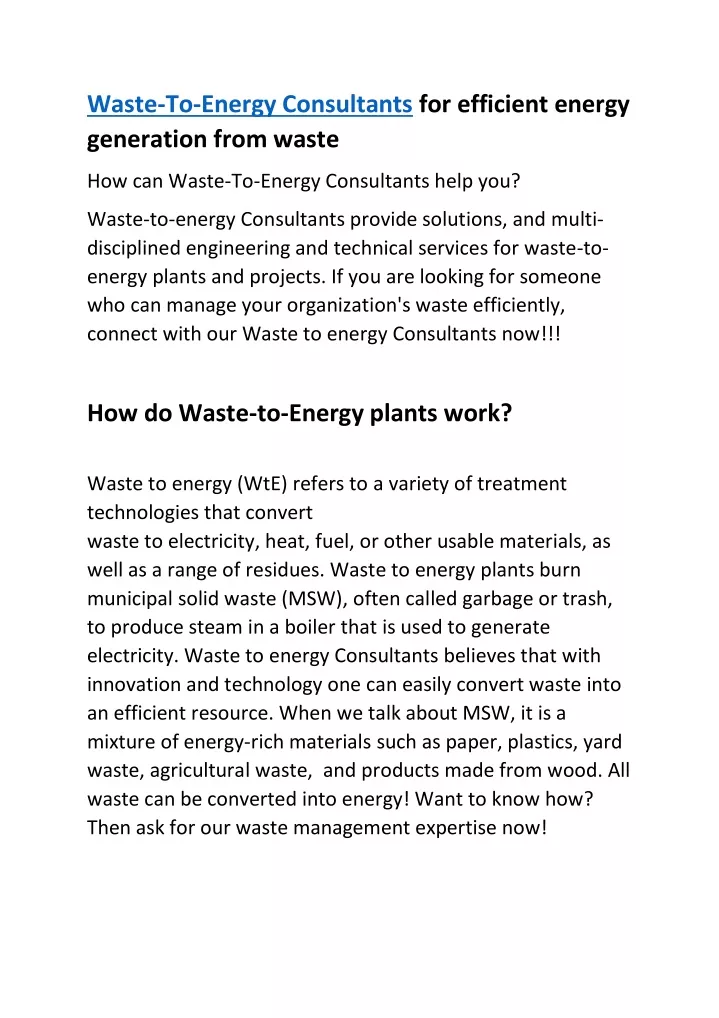 PPT - WASTE TO ENERGY PowerPoint Presentation, Free Download - ID:12081285