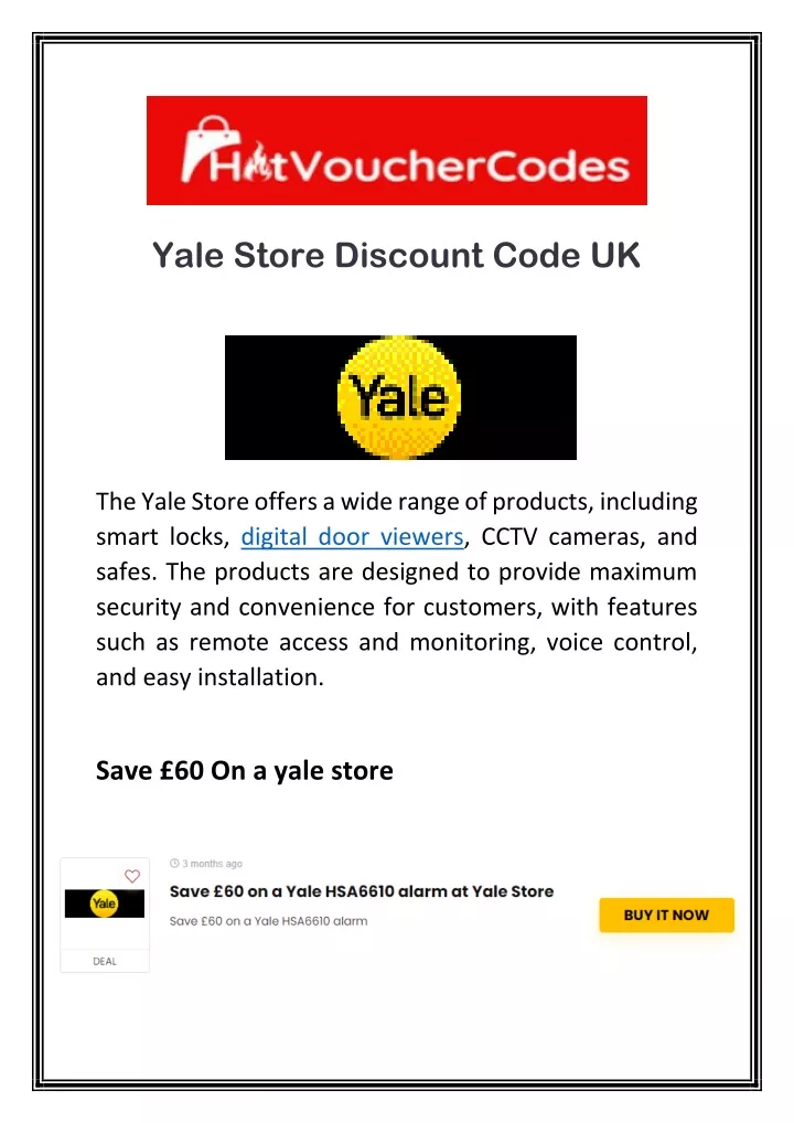 yale store discount code uk